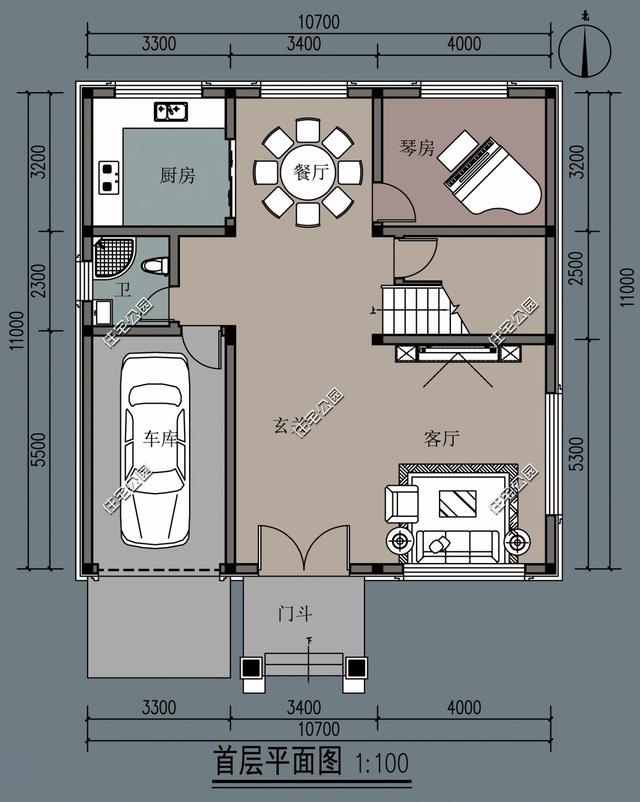 開間10米的三層別墅設計方案圖，外觀超美感