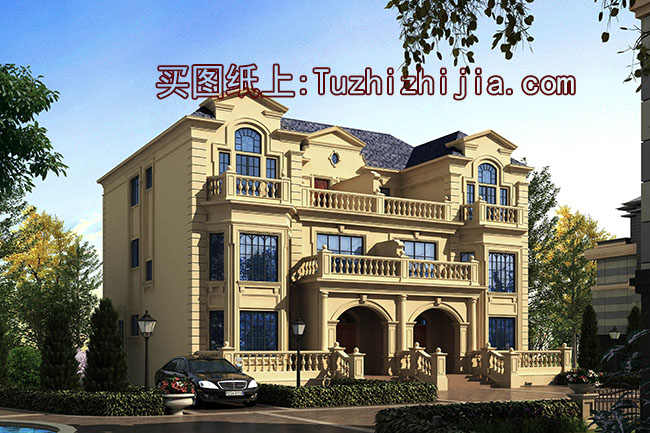 高端大氣三層雙拼自建房設(shè)計(jì)圖，外觀漂亮，240平左右