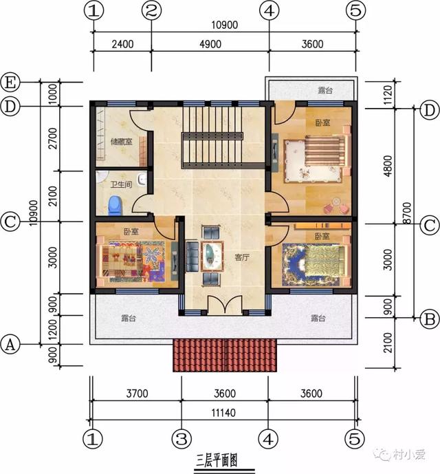 11x10米農(nóng)村三層自建樓房設(shè)計(jì)圖，30萬(wàn)內(nèi)搞定