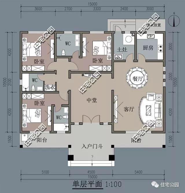 15萬(wàn)自建農(nóng)村一層別墅，附戶型方案圖，實(shí)用又好看