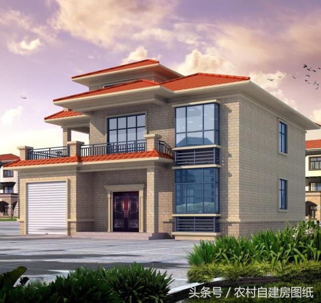 13×12米二層農(nóng)村小別墅設(shè)計(jì)圖，帶車庫(kù)