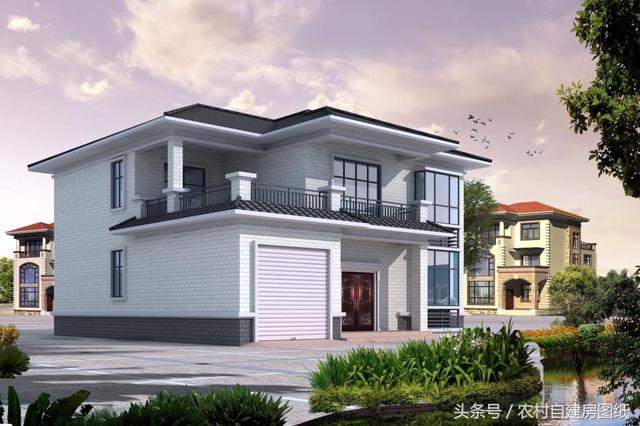 13×12米二層農(nóng)村小別墅設(shè)計(jì)圖，帶車庫(kù)