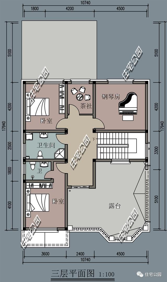 房間多的三層自建樓房設(shè)計(jì)方案圖，大家庭建造
