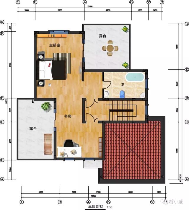 15x16m復式客廳三層房屋設計圖，大氣，美觀