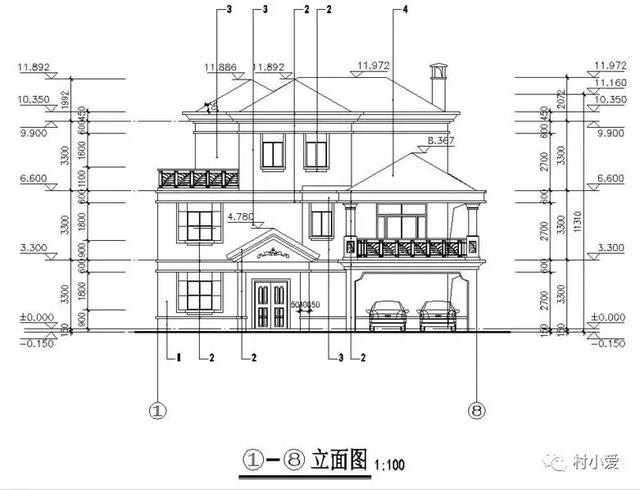 15x16m復式客廳三層房屋設計圖，大氣，美觀