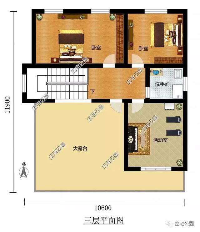 3款帶車庫(kù)的兩層半小別墅設(shè)計(jì)圖，造價(jià)30萬(wàn)左右