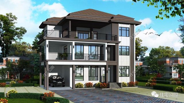 3款帶車庫(kù)的兩層半小別墅設(shè)計(jì)圖，造價(jià)30萬(wàn)左右