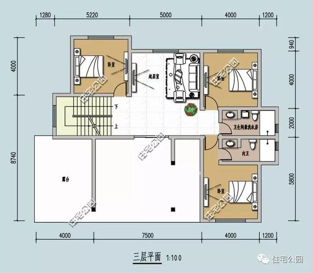 3款帶車庫(kù)的兩層半小別墅設(shè)計(jì)圖，造價(jià)30萬(wàn)左右