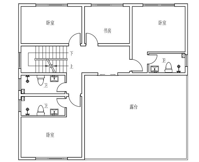 新農(nóng)村復(fù)式三層樓房設(shè)計(jì)圖，旋轉(zhuǎn)樓梯