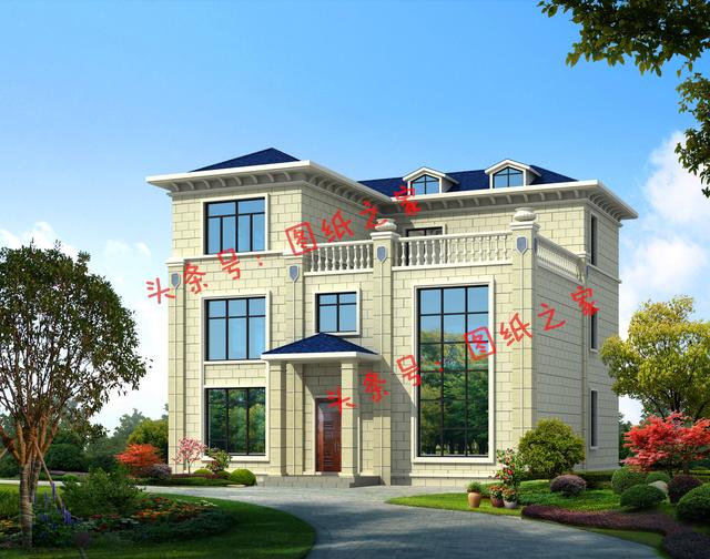 新農(nóng)村復(fù)式三層樓房設(shè)計(jì)圖，旋轉(zhuǎn)樓梯