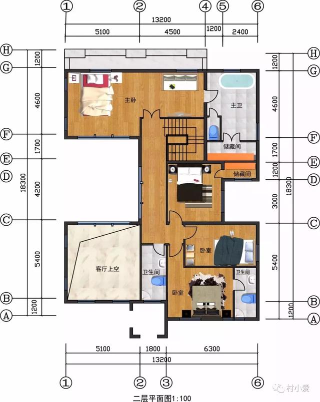 13×18m歐式二層小別墅設(shè)計圖，凹形布局有致