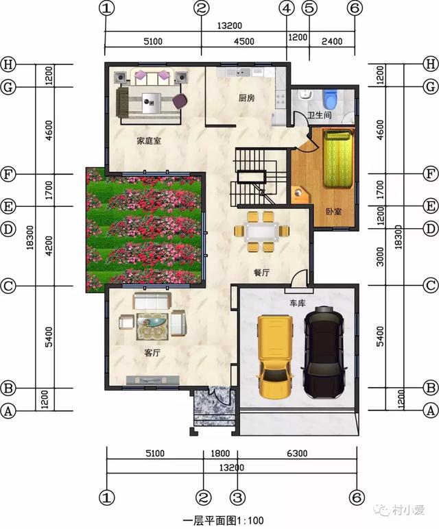 13×18m歐式二層小別墅設(shè)計圖，凹形布局有致