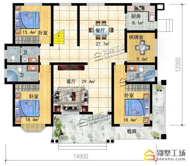 10個(gè)臥室二層別墅設(shè)計(jì)，大家庭也住得下