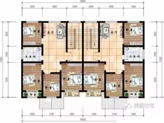 3款兩層雙拼小別墅戶型圖，兄弟建房首選雙拼