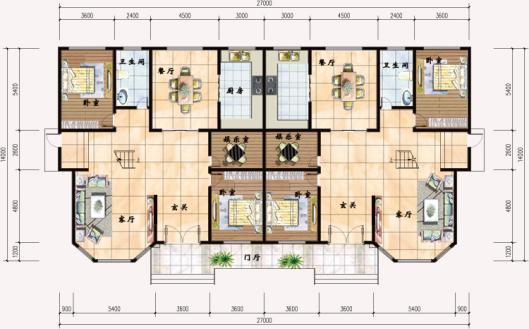 3款兩層雙拼小別墅戶型圖，兄弟建房首選雙拼