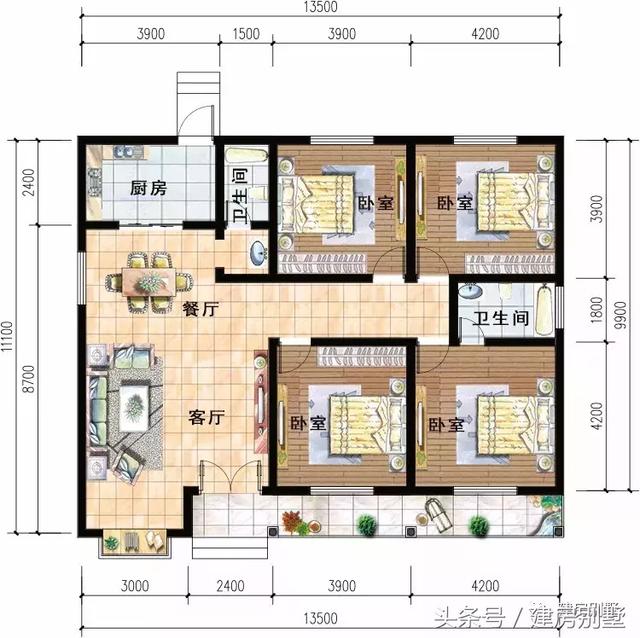 4款經(jīng)典漂亮的一層別墅戶型圖，建起來太漂亮了
