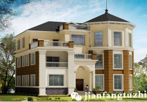 14x14米三層獨(dú)棟農(nóng)村歐式別墅設(shè)計(jì)方案，附建好的照片