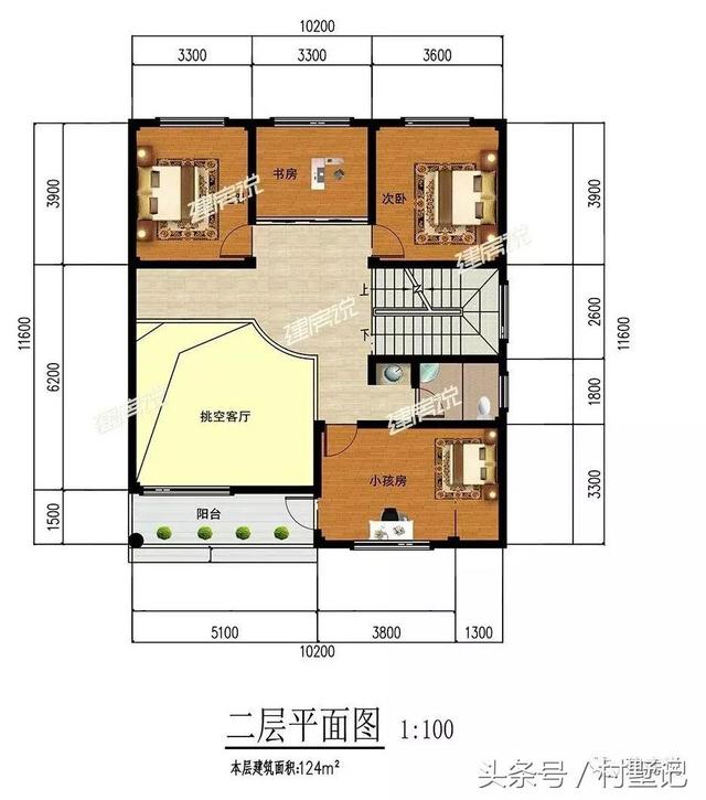 平頂帶挑空客廳三層別墅設(shè)計(jì)圖，110平宅基地首選