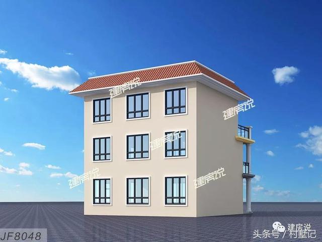 平頂帶挑空客廳三層別墅設(shè)計(jì)圖，110平宅基地首選