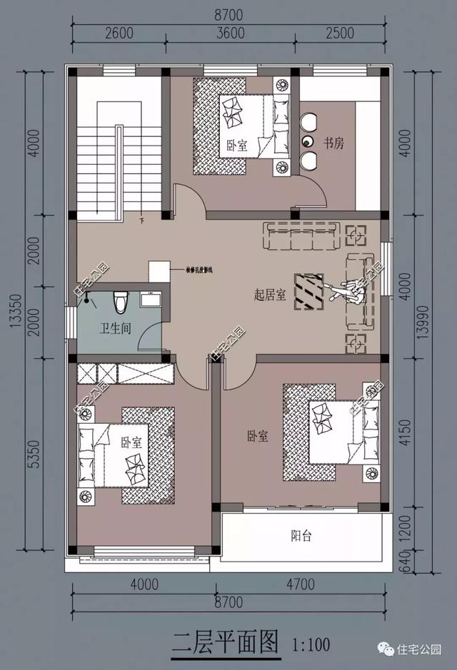 8米開間自建二層小住宅設(shè)計圖，麻雀雖小，五臟俱全