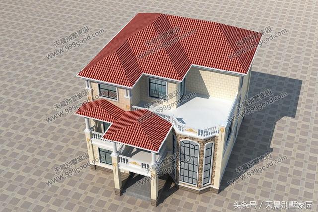 12X13米農(nóng)村三層豪宅別墅方案圖，外觀真大氣