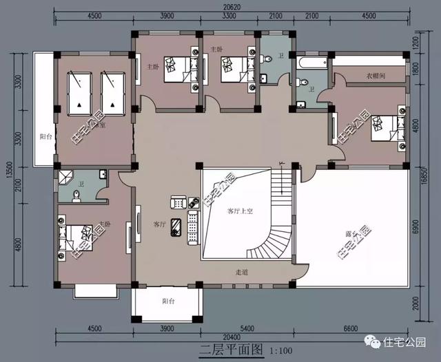 20X16米農(nóng)村二層別墅設(shè)計戶型圖，高端大氣，功能齊全