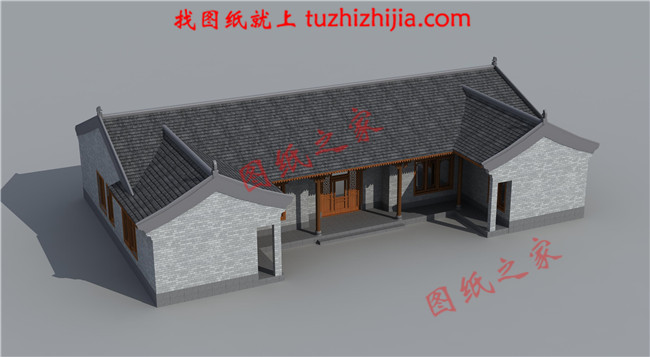 一層三合院自建房屋圖紙，外觀不僅古樸洋氣，而且戶型實(shí)用