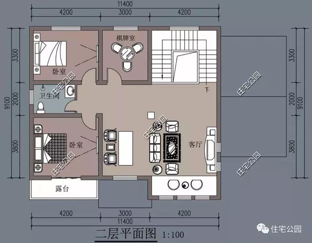 15X11米2層農(nóng)村小洋樓設(shè)計(jì)方案圖，漂亮、洋氣