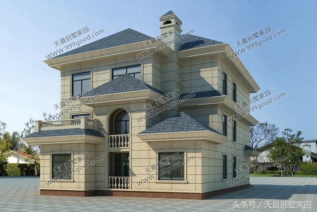 40萬帶大露臺的三層別墅設(shè)計圖，漂亮、高端