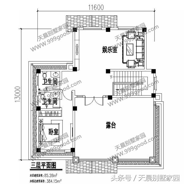 40萬帶大露臺的三層別墅設(shè)計圖，漂亮、高端