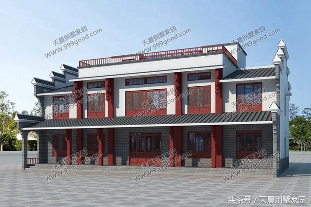 20X11米中式徽派2層別墅設(shè)計圖，喜歡徽派建筑的過來看看