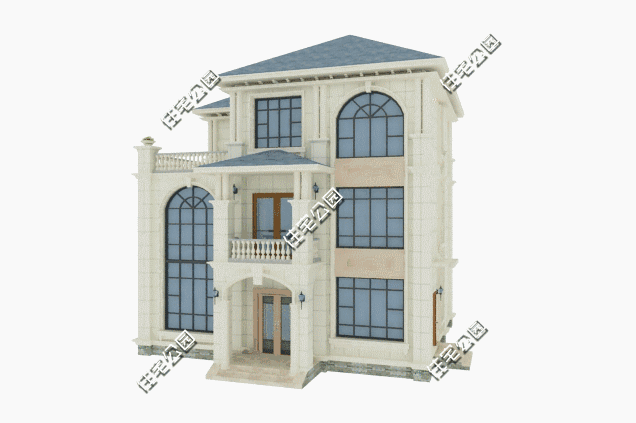 12X12米農(nóng)村簡歐三層樓房設(shè)計(jì)圖，挑空客廳