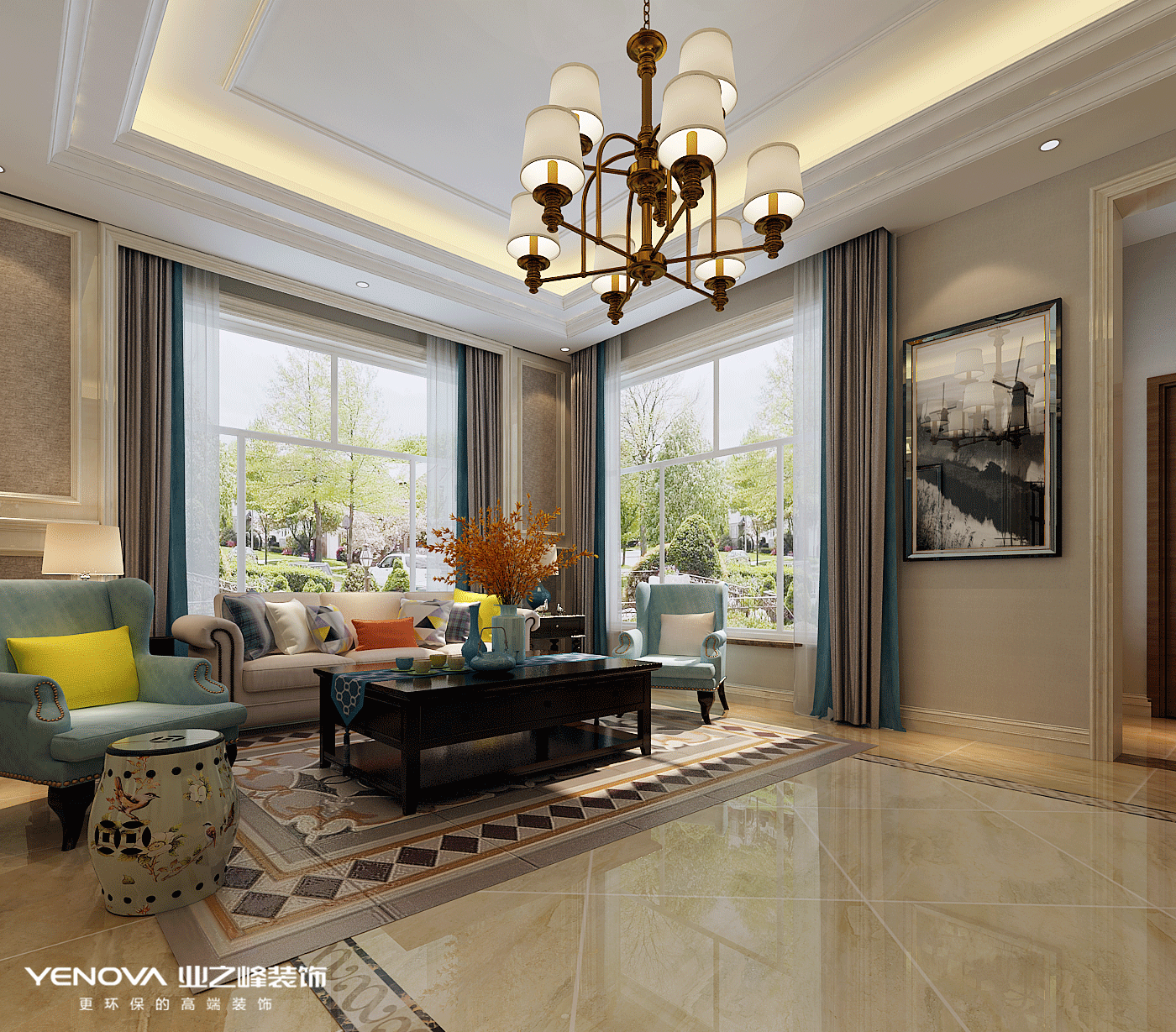 碧桂園別墅設(shè)計(jì)美式風(fēng)格裝修效果圖，高端、大氣