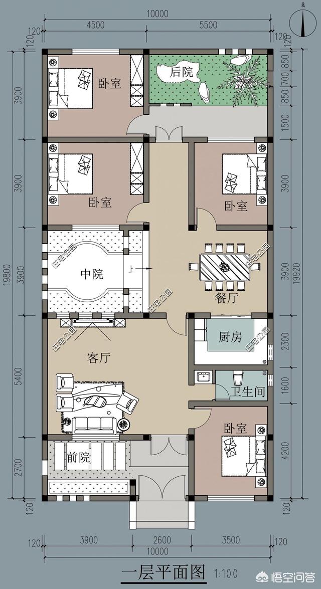 10X25米的帶庭院自建中式合院設(shè)計方案如何做？