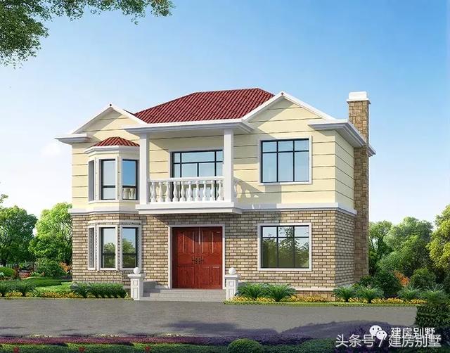 簡(jiǎn)單二層帶飄窗的農(nóng)村小樓圖，實(shí)用、造價(jià)低