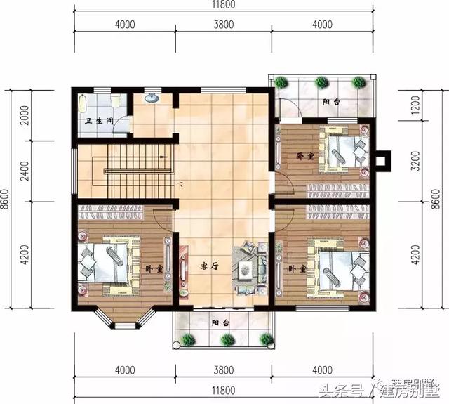 簡(jiǎn)單二層帶飄窗的農(nóng)村小樓圖，實(shí)用、造價(jià)低