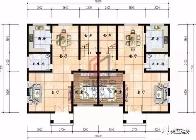 3套農(nóng)村雙拼樓房設(shè)計(jì)圖，哥倆好住雙拼