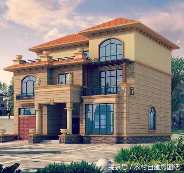 13X12米歐式豪華農(nóng)村樓房方案圖，很受歡迎