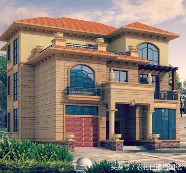13X12米歐式豪華農(nóng)村樓房方案圖，很受歡迎