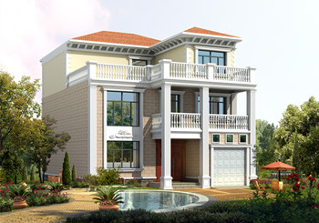 新農(nóng)村三層樓房設(shè)計(jì)圖，占地90平米，帶車庫(kù)，帶大露臺(tái)