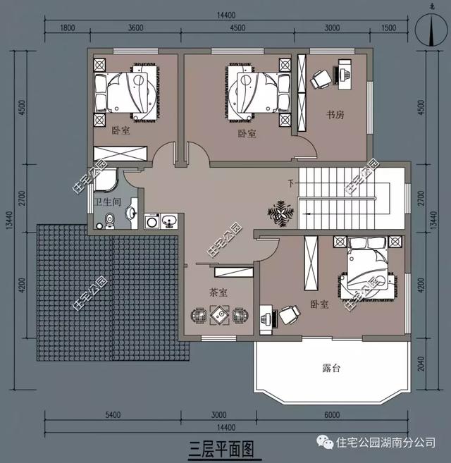 14.4X15.5米農(nóng)村三層別墅設(shè)計(jì)圖，好看又實(shí)用