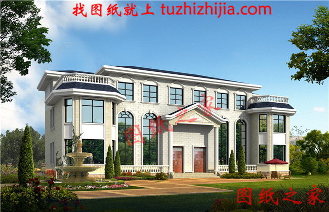 農(nóng)村二層半雙拼別墅設(shè)計(jì)圖，客廳中空，帶大露臺(tái)