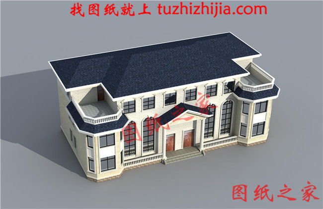 農(nóng)村二層半雙拼別墅設(shè)計(jì)圖，客廳中空，帶大露臺(tái)