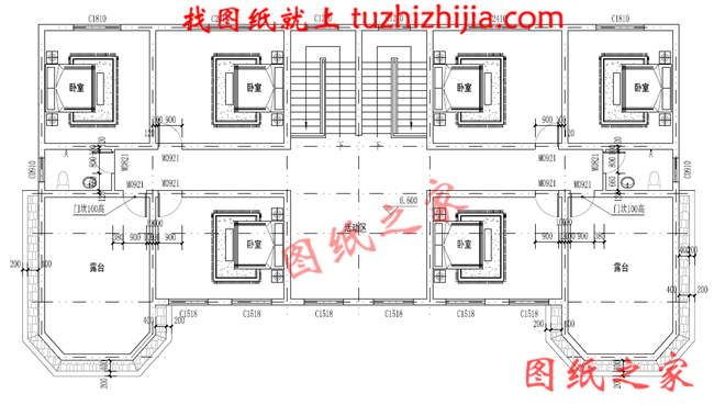 農(nóng)村二層半雙拼別墅設(shè)計(jì)圖，客廳中空，帶大露臺(tái)