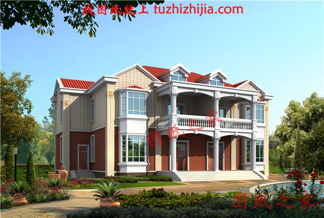 鄉(xiāng)村兄弟二層雙拼別墅設(shè)計(jì)圖，單戶(hù)120平米左右，戶(hù)型合理