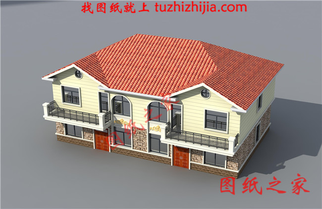 簡(jiǎn)單實(shí)用二層雙拼樓房設(shè)計(jì)圖，造價(jià)30萬(wàn)左右，雙拼別墅
