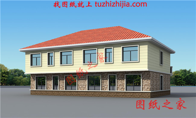 簡(jiǎn)單實(shí)用二層雙拼樓房設(shè)計(jì)圖，造價(jià)30萬(wàn)左右，雙拼別墅