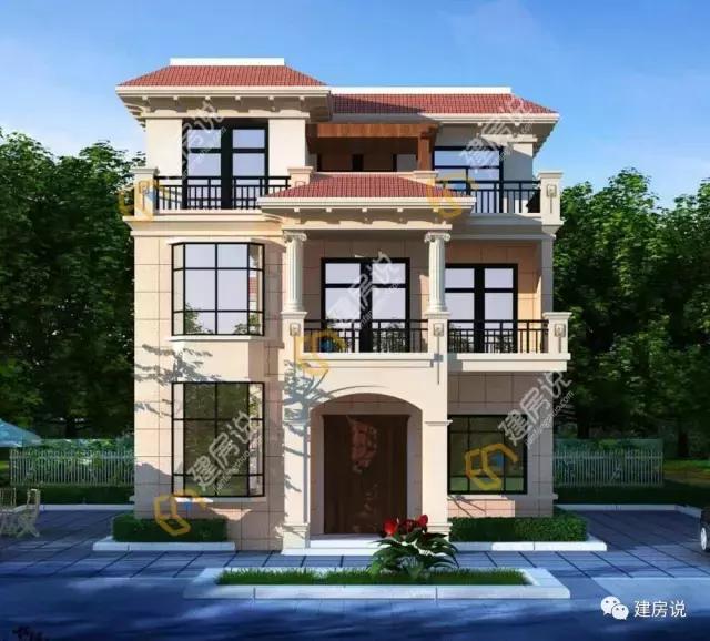 9*10米三層飄窗闊氣小洋樓設(shè)計方案，小宅基地有福了