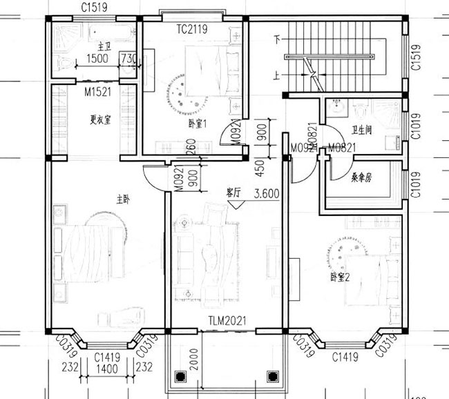 農(nóng)村二層半別墅設(shè)計(jì)設(shè)計(jì)圖（帶閣樓），戶(hù)型經(jīng)典實(shí)用