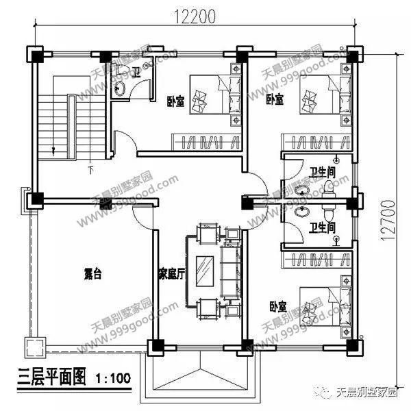 開間12米、進(jìn)深12米三層歐式別墅設(shè)計(jì)圖，保證你喜歡
